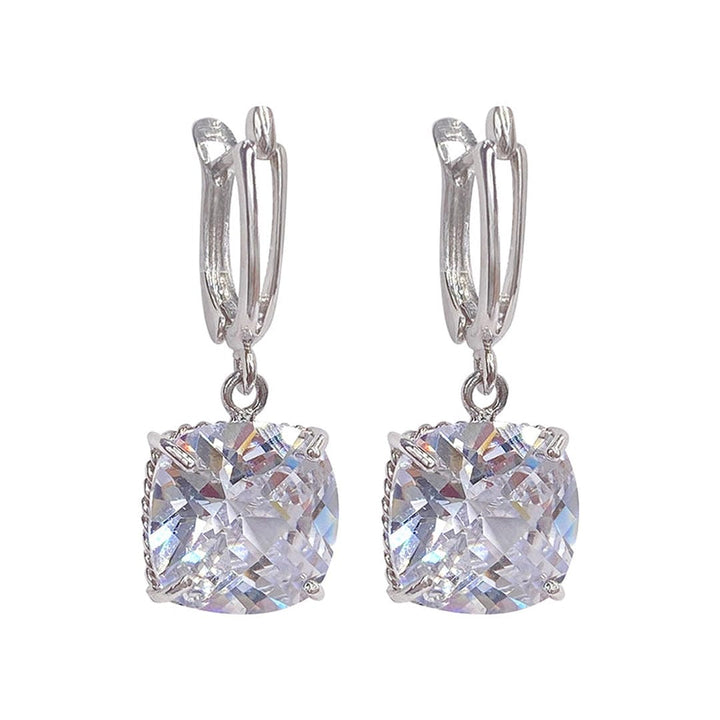 White Gold Zirconia Dangle Earrings