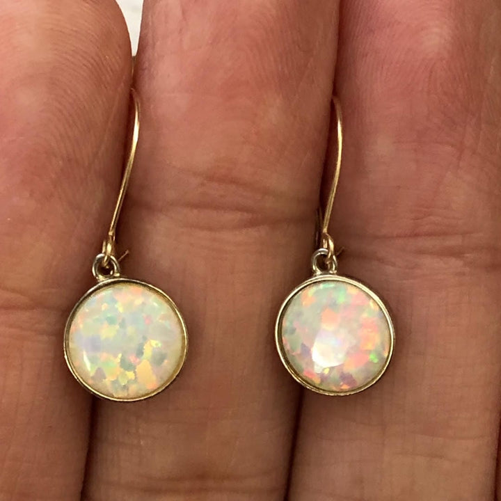 Classic Gold-Plated White Opal Earrings