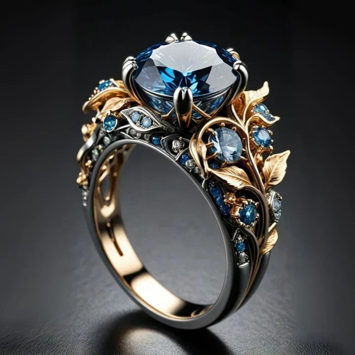 Mesmerizing Blue Gem Blossom Ring