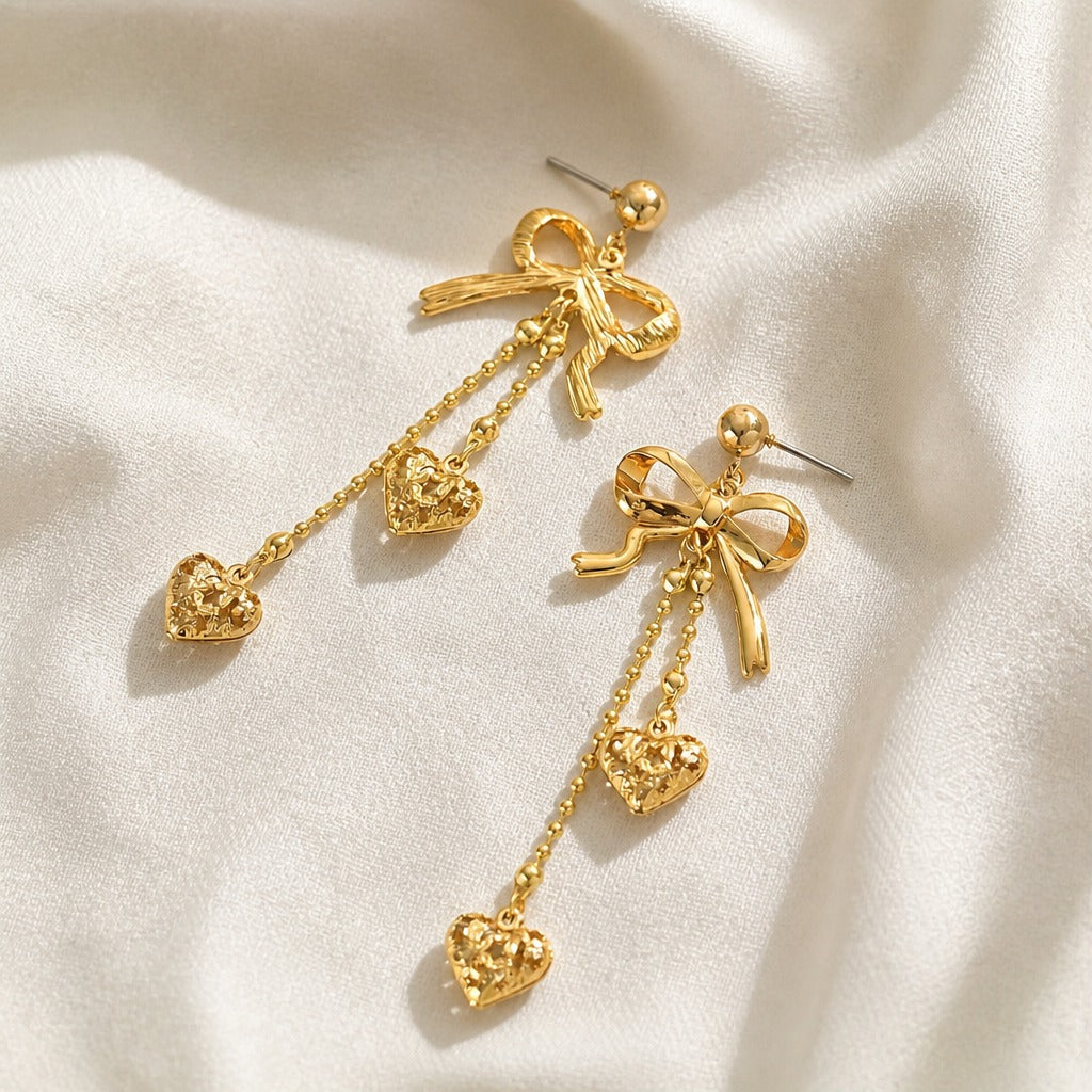 Amara Heart-Shaped Bow Earrings