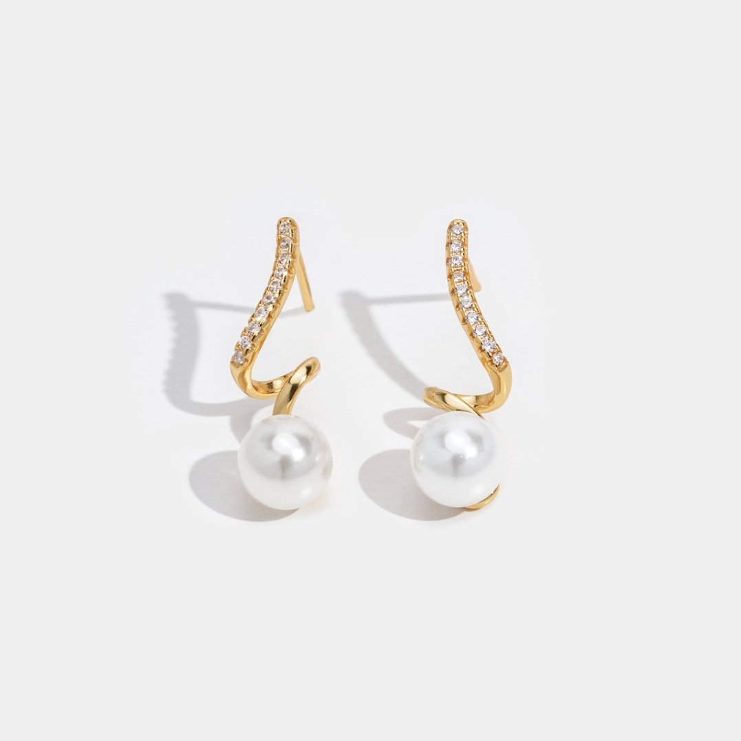 Iridescent Wave Pearl Earrings
